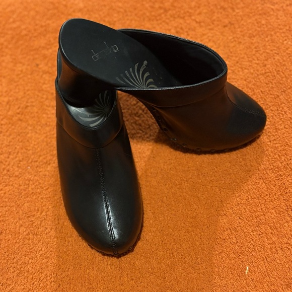 Dansko Black Leather Mules with Chunky Heel and Studded Detailing - Picture 2 of 6